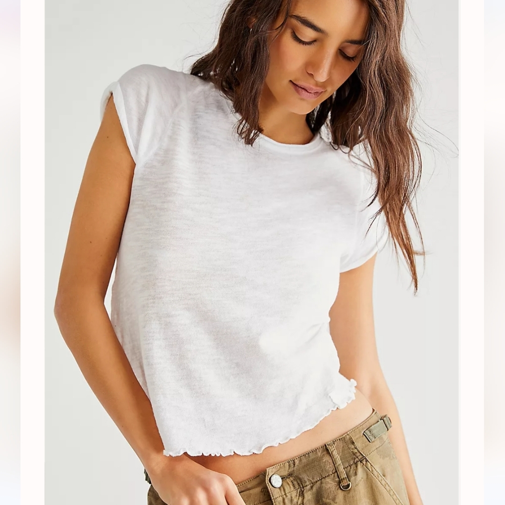 Free People Be my Baby Tee Shirt - white